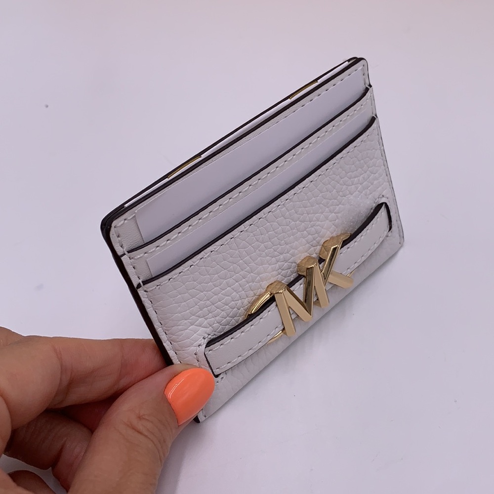 MICHAEL KORS Reed Large Pebbled Leather Card Holder Case Optic White NWT - Picture 6 of 9